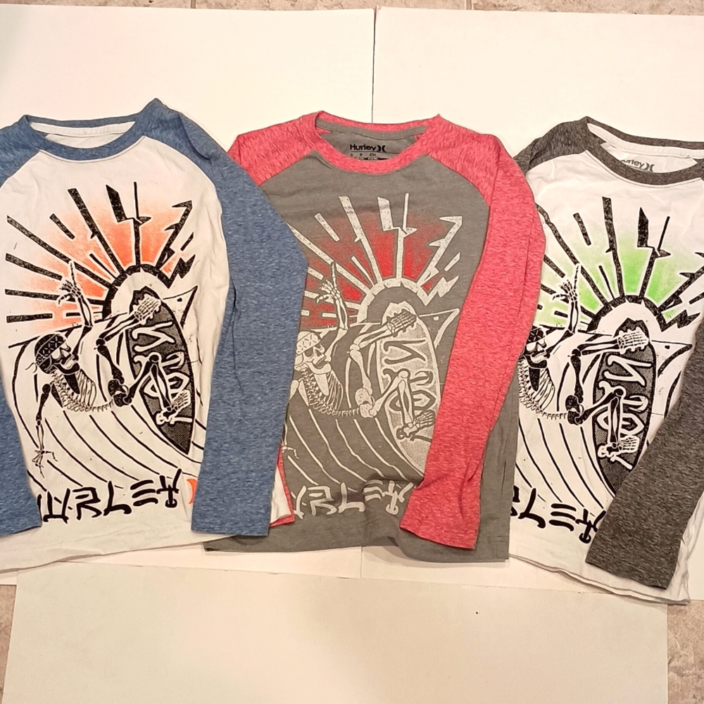 EUC BOYS L/S BASEBALL TEE HURLEY SHIRTS SZ SMALL 8-10